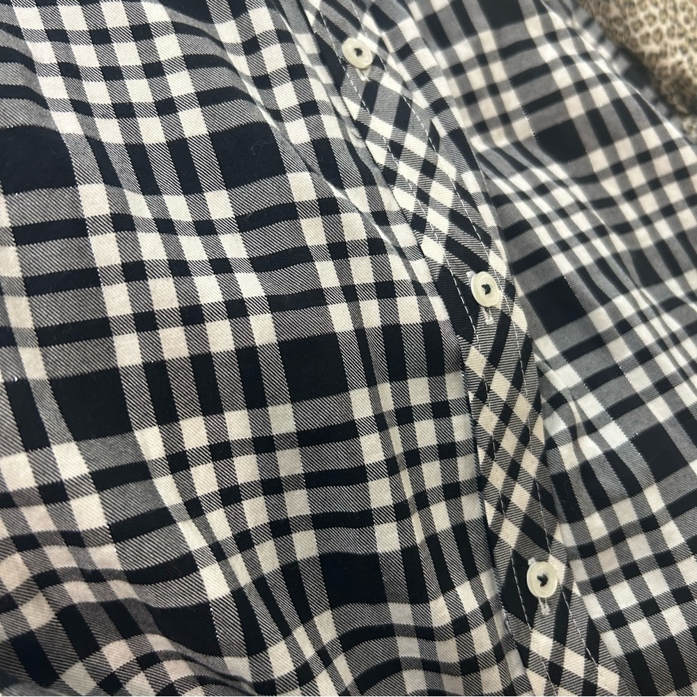 Talbots Plaid Check Metallic Thread Button Down S… - image 3